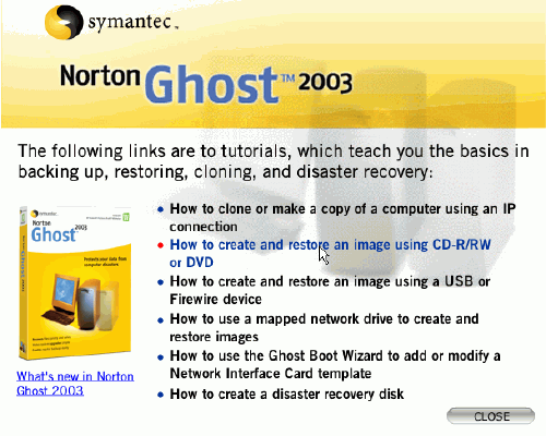 การสาธิตการใช้งานโปรแกรม Norton Ghost 2003