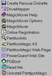 Partition Magic Menu Program